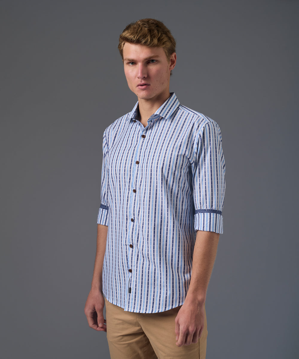 Chemise Slim Fit Rayée Ciel