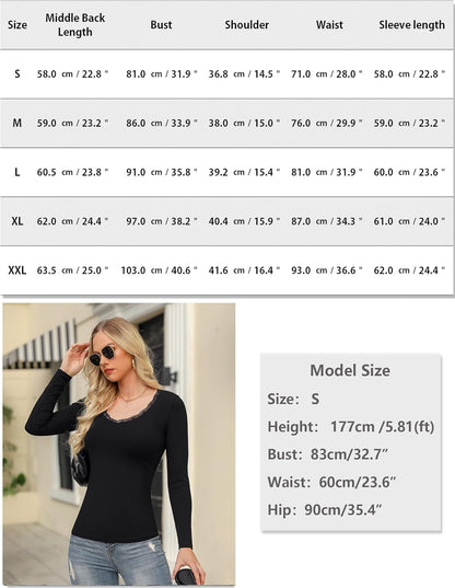 Top Thermique Col V Dentelle Slim